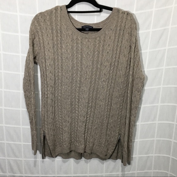 American Eagle Outfitters Sweaters - AEO Wool Blend Taupe Cable Knit Sweater